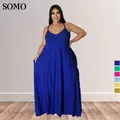 Robe longue plissée à col licou pour femmes vêtements grande taille sexy chic maxi élégante