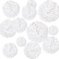 Décorations de fête en papier de soie blanc 12 pièces 12 "10" 8 "6" fleurs pompons bricolage