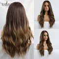 Eashihair – perruque synthétique longue brune ombrée pour femmes cheveux naturels ondulés raie au