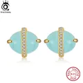 ORSA Jewelry – boucles d'oreilles en aigue-marine naturelle de forme ovale en argent massif 925