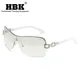 HBK-Lunettes de soleil dégradées grises pour femmes rondes cristal vintage dames large