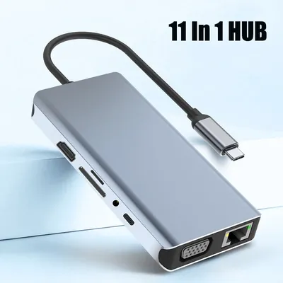 HUB USB vers compatibilité HDMI adaptateur de lecteur VGA PD RJ45 TF/SD S6 USB3.0 11 ports de