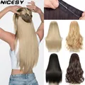 Extension de Cheveux Naturels Synthétiques pour Femme Postiche Artificielle Longue et Lisse Blonde