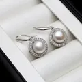 Boucles d'oreilles en perles d'eau douce naturelles blanches pour femmes boucles d'oreilles en