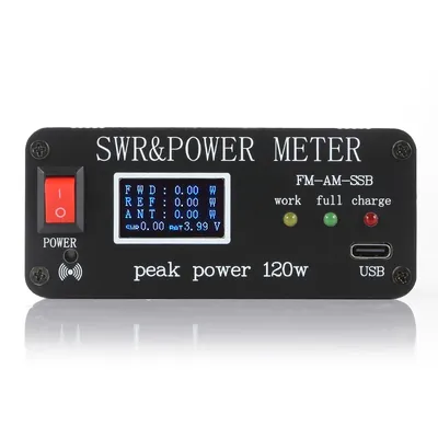 Compteur d'ondes stationnaires à ondes courtes SWR HF wattmètre batterie OLED FM AM CW SSB