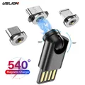 USLION – chargeur magnétique USB Type C Mini Rotation 540 ° câble de recharge magnétique pour