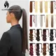 Extensions de cheveux en queue de cheval longue droite synthétique clip rond dans les cheveux