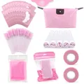 Kit de Fournitures d'Extension de Cils Sac de Maquillage Rose Microbrosse Brosses à Cils Tube