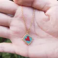 Fairywoo – Collier Miyuki avec pendentif en forme de petit cœur chaîne en acier inoxydable bijoux