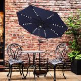 FLAME&SHADE 10 ft Solar Powered LED Outdoor Market Patio Umbrella