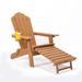 Folding Adirondack Chair with Cup Holder, Oversized Poly Lumber Outdoor Folding Adirondack Chair for Patio, Backyard