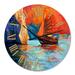 Designart 'Chinese Sailboat Arriving During Red Evening Sunset Glow' Traditional wall clock