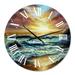 Designart 'Magnificent Sunset Over Blue Wild Wave Ocean' Nautical & Coastal wall clock