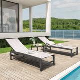 VredHom Outdoor Aluminum Adjustable Chaise Lounge Chairs and Side Table Set - 60.4 in L * 24.6 in W * 16.1/40.8 in H