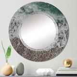 Designart 'Sea Waves With Foam Breaking At The Shore' Nautical & Coastal Printed Wall Mirror