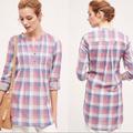 Anthropologie Tops | Anthropologie Holding Horses Women's Plaid Gauze Tunic 2 | Color: Blue/Red | Size: 2