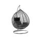 Rattan Swing Egg Chair Hanging Garden Hammock with Cushions & Stand Outdoor Indoor Furniture (Grey Egg Chair & Black Cushion)