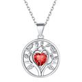 Dainty Round Medallion Necklaces Tree of Life Pendant with July Birthstone Zirconia 925 Sterling Silver Necklace for Women Mom