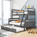 Harper Orchard Twin Over Full Wooden Bunk Bed w/ Twin Size Trundle in Gray | 63 H x 57 W x 78 D in | Wayfair 047BA0CE2FE84834932A13A4A72731E9