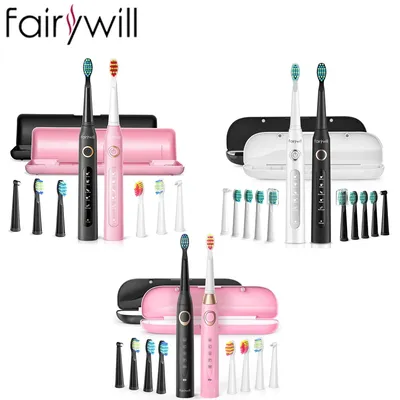 Fairywill – brosse à dents électrique avec minuterie IPX7 étanche charge rapide en 4 heures