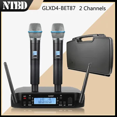 NTBD-Microphone professionnel sans fil UHF 2 canaux micro pour fête karaoké église spectacle