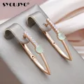 SYOUJYO – boucles d'oreilles en forme de V pour femme bijou de luxe en Zircon naturel vert or