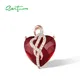 SANTUZZA – pendentif cœur en argent Sterling 925 pur pour femmes pierres rouges blanches CZ