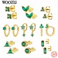 WOOZU – boucles d'oreilles en argent Sterling 925 Simple et mignon en Zircon vert pour femmes