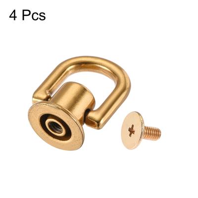 12x10mm Ball Post Head Button Studs with D Ring for DIY Gold Tone 4pcs - Gold Tone