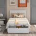 Rasoo Nordic Simple Twin Wood Platform Bed with Under-bed Storage Drawer and Headboard, Slats include&No Box Spring Needed