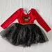 Disney Dresses | Disney Minnie Mouse Leotard Tutu Dress 2t Red/Black/Gold Sparkly Long Sleeve | Color: Black/Red | Size: 2tg