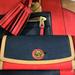 Coach Bags | Coach Leather Envelope-Billfold In Navy ,Red And Tan. Gold Latch On Front. Nwt | Color: Gold/Tan | Size: Os