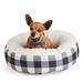 Essentials Snooze Fest Cuddler Dog Bed, 20" L X 20" W X 6" H, Black & White Plaid, Small, Multi-Color