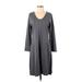 Liz Claiborne Casual Dress - Shift: Gray Solid Dresses - Women's Size Small