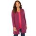 Plus Size Women's Marled Sweater Cardigan by Catherines in Bright Raspberry (Size 5X)