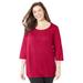 Plus Size Women's Active Slub Scoopneck Tee by Catherines in Red (Size 4X)