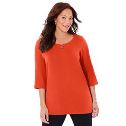 Plus Size Women's Suprema® Double-Ring Tee by Catherines in Spice Red (Size 2X)