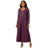 Plus Size Women's 2-Piece Knit Duster Set by The London Collection in Dark Berry (Size 18/20)