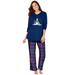Plus Size Women's Cozy Pajama Set by Dreams & Co. in Evening Blue Plaid (Size 38/40) Pajamas
