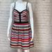 Jessica Simpson Dresses | Jessica Simpson Striped Bustier Fit And Flare Adjustable Strap Lined Dress Sz M | Color: Black/White | Size: M