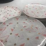 Anthropologie Dining | Anthropologie Dessert Plates (X6) | Color: Pink/Silver | Size: 8.25” Diameter