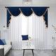 ELKCA Navy Double-Sided Velvet Waterfall Valance for The Living Room Bedroom Curtains Valance with Gold Colorful Pom Pom Tassel,79Inch,1 Panel