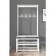 LLLD 3 in 1 Coat Rack with Shoe Bench with 2-Tier Bench and Shoe Storage 10 Hooks Hallway Coat Rack Easy to Assemble 170 high (Color : WhiteGrey, Size : 60x33x170cm)