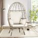 Bayou Breeze Hagaman Patio Chair w/ Cushions in Gray/White | 59.5 H x 32.88 W x 24.25 D in | Wayfair 80D502942AB24C3BAF0D0A8D9B50DB12