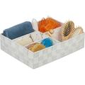 Relaxdays Panier de rangement, 5 compartiments, carré, tressé, plastique PP, rangement, corbeille