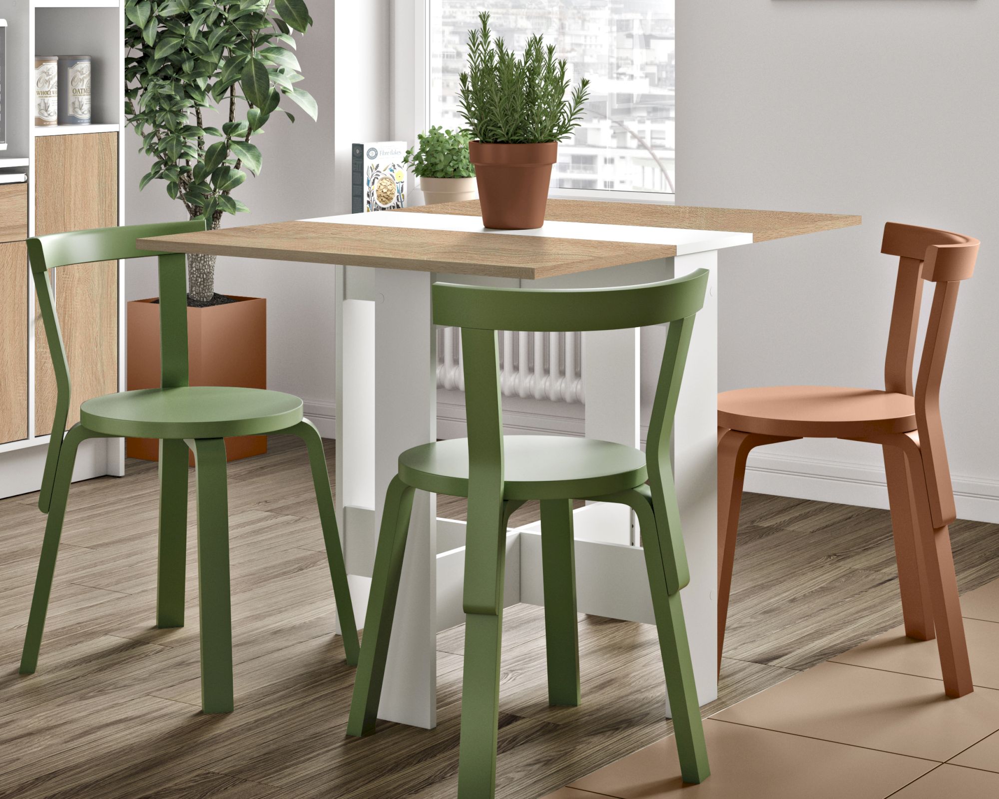 TemaHome »Papillon« Esstisch Weiß mit Eiche 103x73x76 cm