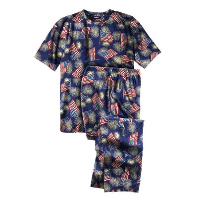 Men's Big & Tall Lightweight Cotton Novelty PJ Set by KingSize in Fireworks (Size 3XL) Pajamas