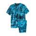 Men's Big & Tall Lightweight Cotton Novelty PJ Set by KingSize in Electric Turquoise Marble (Size 6XL) Pajamas