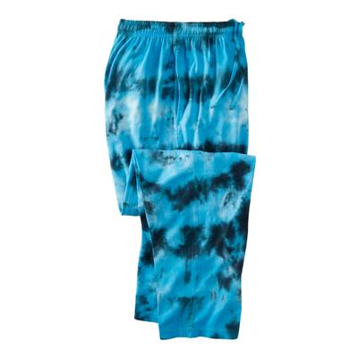 Men's Big & Tall Lightweight Cotton Jersey Pajama Pants by KingSize in Electric Turquoise Marble (Size 4XL)