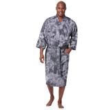 Men's Big & Tall Cotton Jersey Robe by KingSize in Black White Marble (Size L/XL)